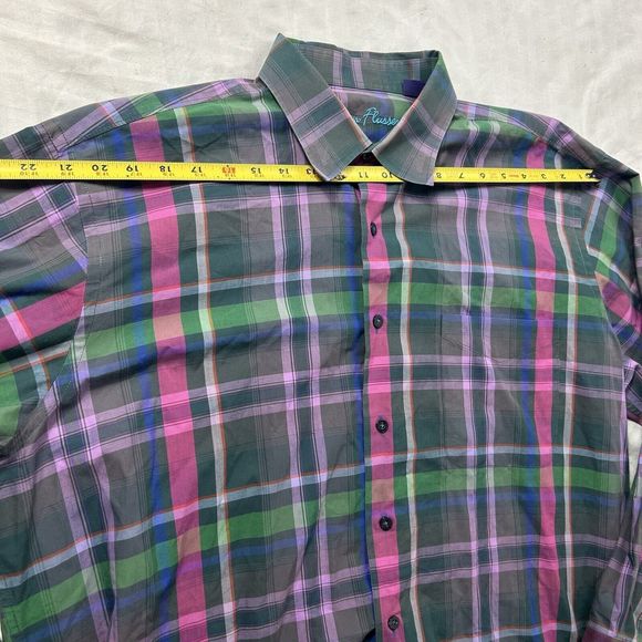 Alan Flusser Long Sleeve Button Up Size XL Plaid Colorful - Picture 5 of 6